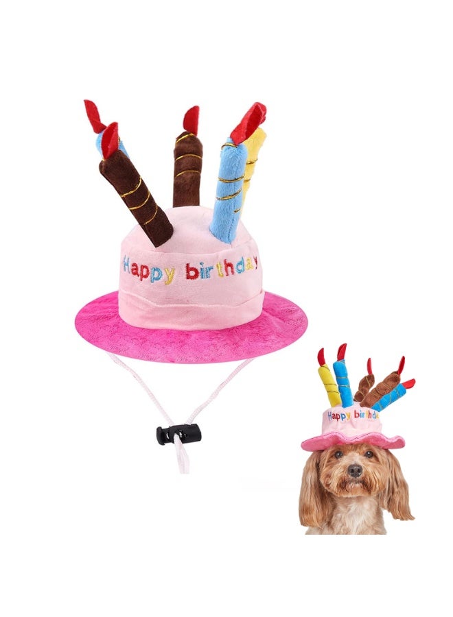 Dog Cat Birthday Cake Hat Pet Cap Headwear Hat with Colorful Candles for Small Medium Dogs Cats Costumes Headwear Party Accessory - Image 1